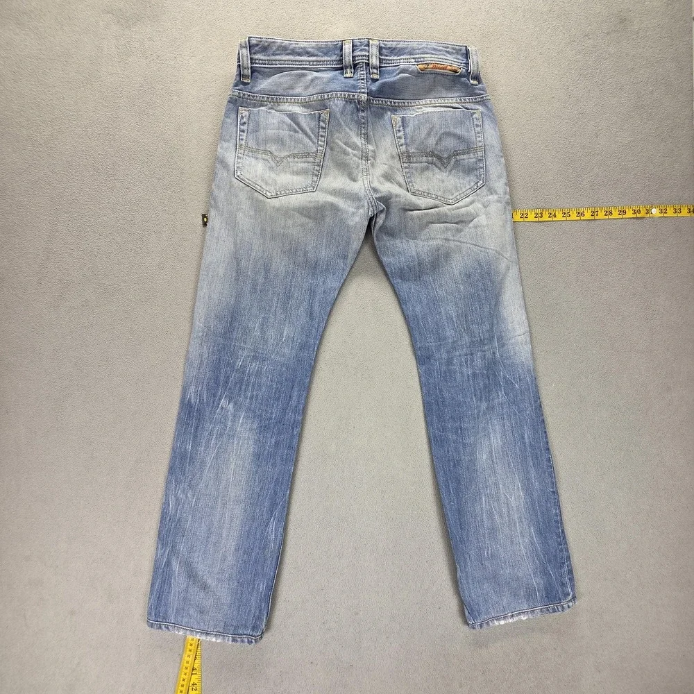 Diesel Jeans Mens 29x32 Blue Safado Regular Slim Straight Altered Hem 0810N